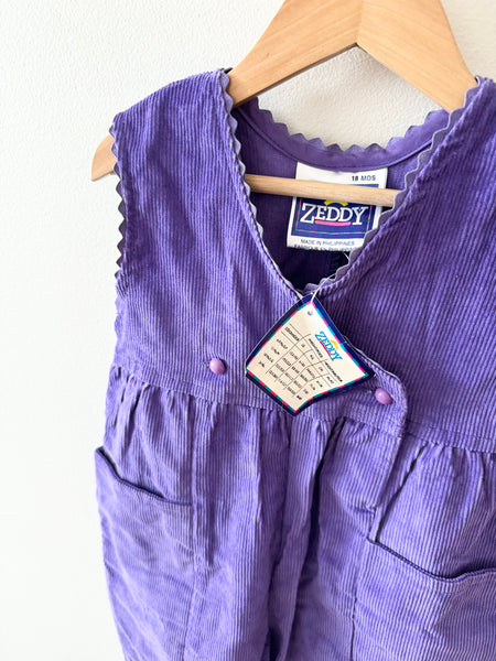 NEW Vintage Zeddy Purple Corduroy Romper • 18-24 months