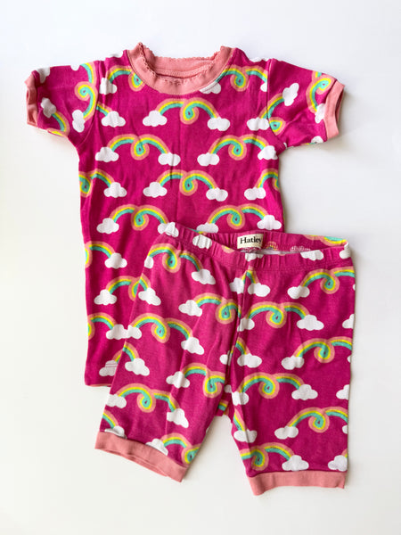 Hatley 2pc Shorty Pink Rainbow Jammies • 5-6 years