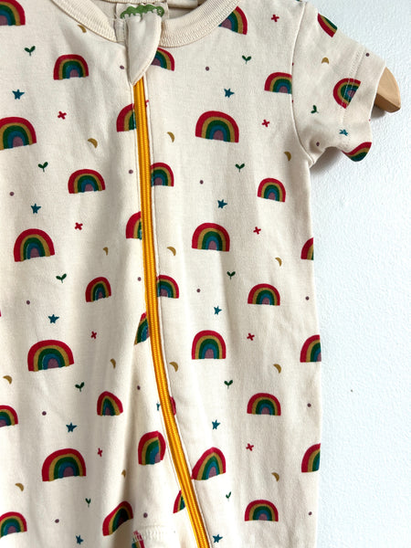 Parade Organics Short Sleeve Rainbow Cotton Zip Romper • 3-6 months