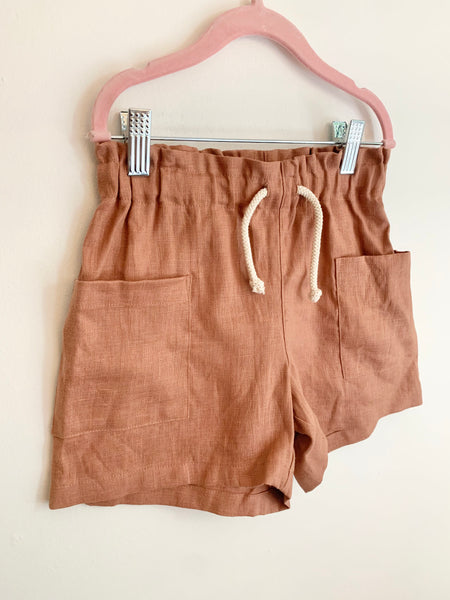 NEW Petits Vilains Linen Paperbag Waist Shorts • 6-7 years