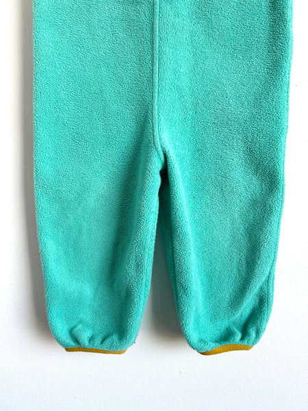 Patagonia Teal and Yellow Fleece Overalls • 2-3 years
