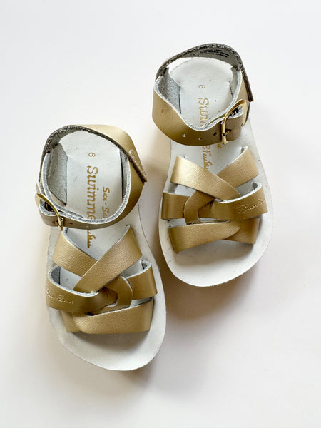 NEW Saltwater Sandals Gold Swimmers • 6c