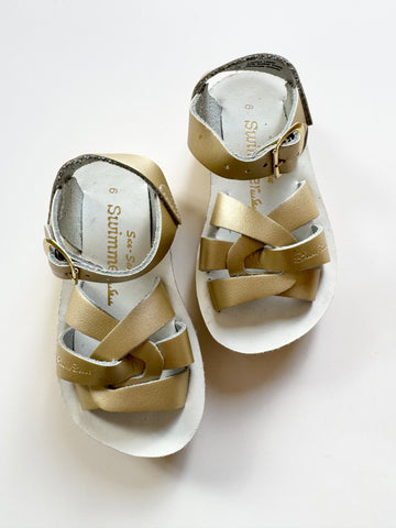 NEW Saltwater Sandals Gold Swimmers • 6c