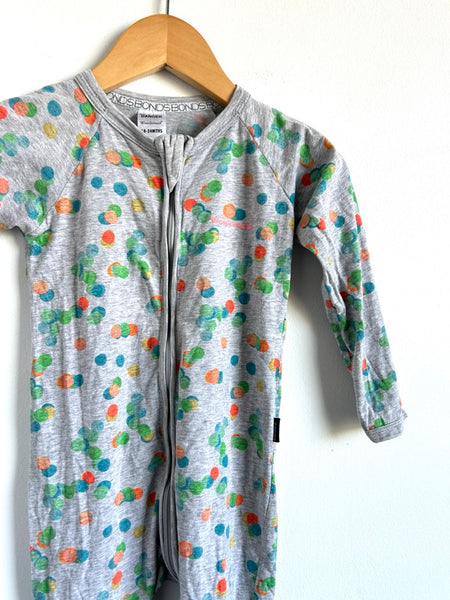 Bonds Multi Orange/Green/Blue Dots Grey Zip Romper • 18-24 months