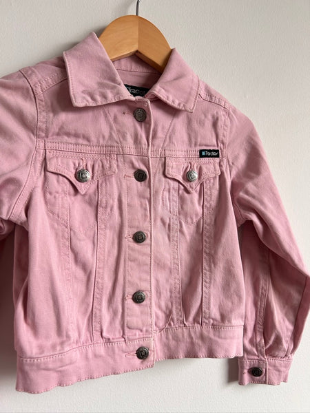 Tractor Jeans Handpainted Cat Pink Denim Jacket • 4-6 years