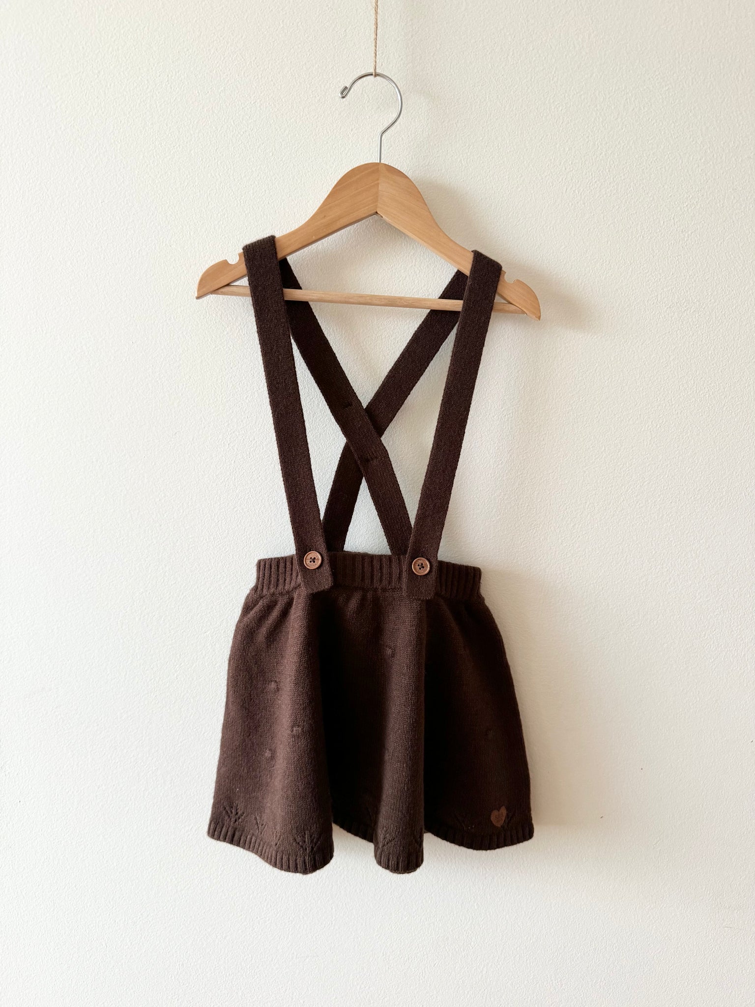 Knit Brown Suspender Skirt • 2-4 years