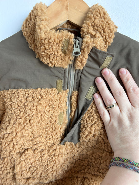 Wheat Cozy Anorak Style Pullover Cotton Lined Sweater • 4-6 years