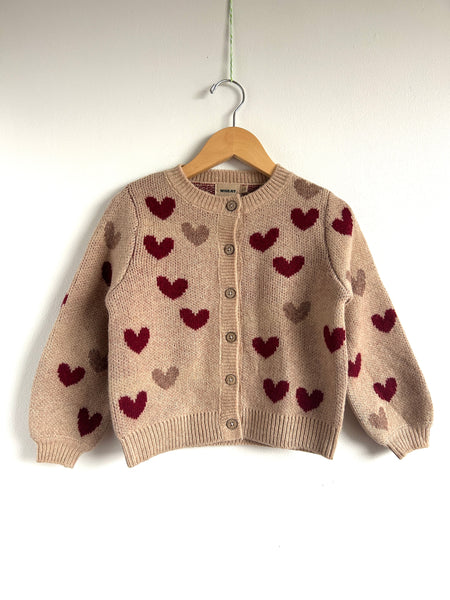 Wheat Hearts Wool Blend Cardigan • 4-6 years