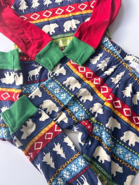 Hatley 2pc Blue and Green Fair Isle Style 2pc Jammies • 3 years *