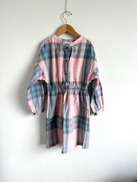 Burberry Pink Plaid Long Sleeve Cotton Dress • 8-10 years