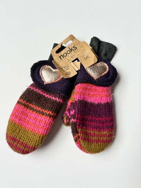 NEW Nooks Striped Wool Mittens • 2-4 years