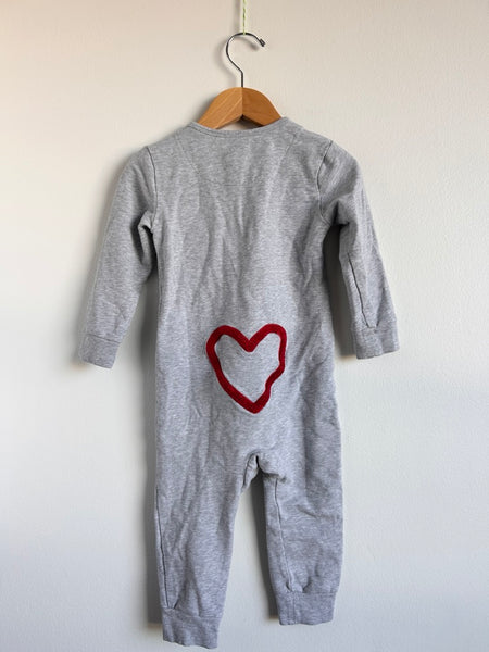 Petit Lem Grey Heart Zip Romper • 2 years
