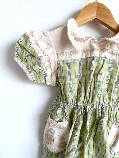 Apolina Green Plaid Bubble Romper • 2-3 years