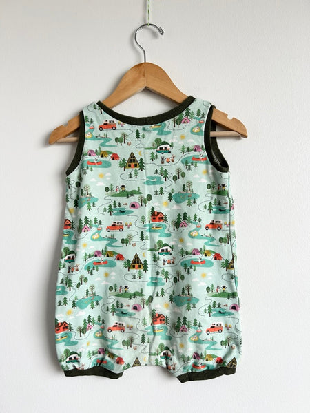 Handmade Green Camping Tank Romper • 2-3 years