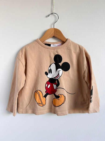 Zara x Disney Mickey Tan Sweatshirt • 1-2 years
