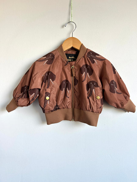 Mini Rodini Elephant Brown Bomber Jacket • 9-18 months