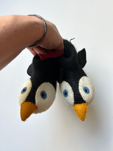SewHeartFelt Felted Wool Penguin Slippers • 6-7c (6.5" long)