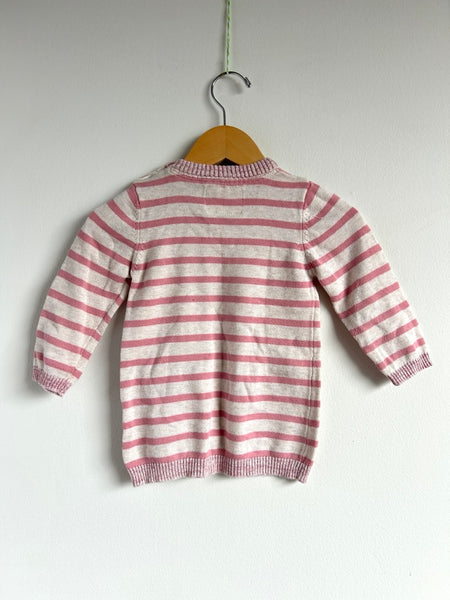 Primark Long Sleeve Striped Bunny Sweater Dress • 9-18 months