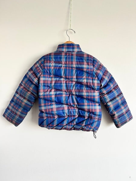Patagonia Blue Plaid Puffer Jacket • 4-6 years
