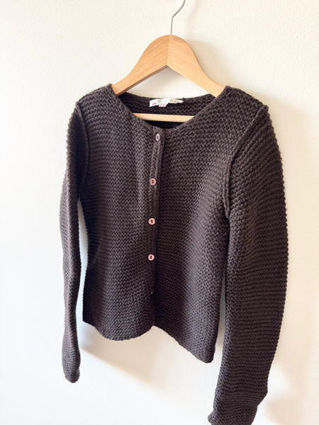 Bonpoint Brown Knit Button Cardigan • 6-8 years