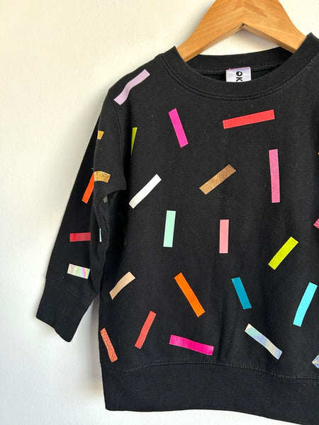Okayok Multi Coloured Confetti Black Crewneck • 2 years