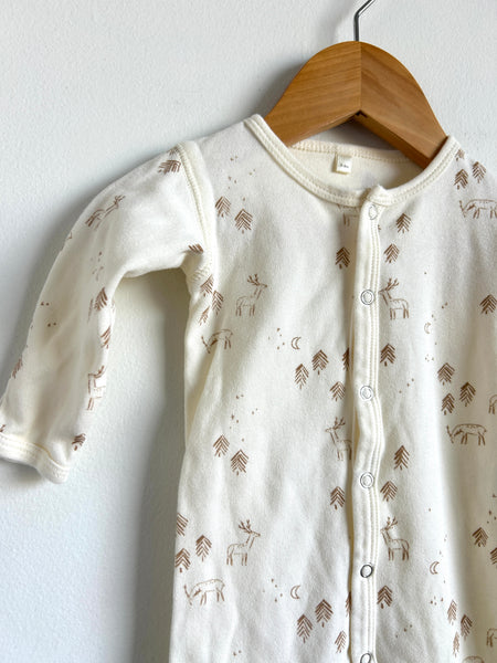 Quincy Mae White and Tan Button Sleeper • 3-6 months