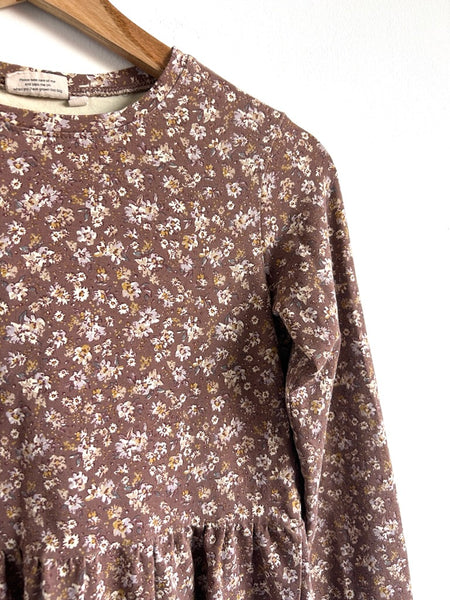 Wheat Brown Floral Peplum Top • 11-13 years
