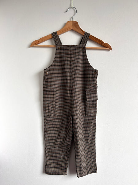 Bout'Chou Brown Plaid Overalls • 2 years