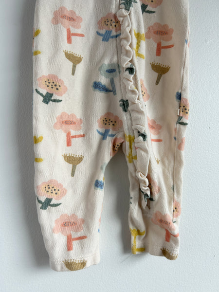 Wilson and Frency Textured Short Sleeve Floral Ruffle Romper • 3-6 months