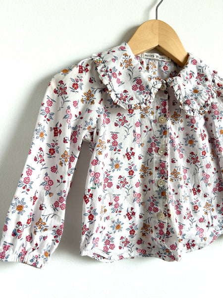 Petits Vilains Floral Collared Top with Buttons • 18 months - 3 years