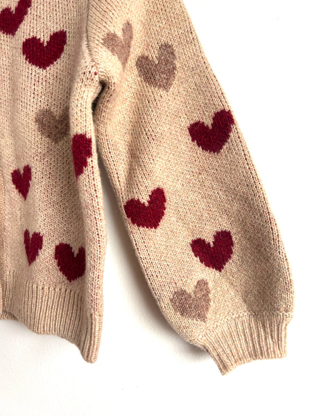 Wheat Hearts Wool Blend Cardigan • 4-6 years