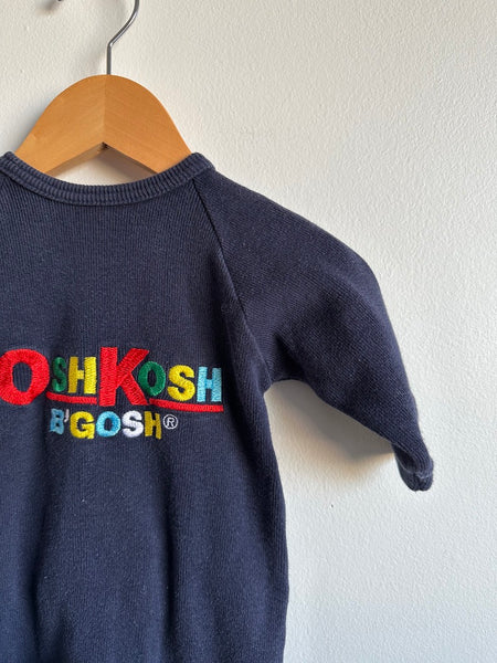 Vintage OshKosh Ribbed Blue Footie Romper • 0-3 months (small, up to 14 lbs)
