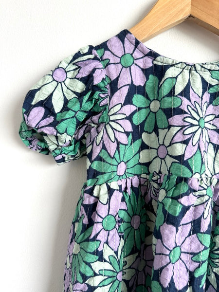 Cotton On Green and Purple Puff Sleeve Dress • 3-4 years