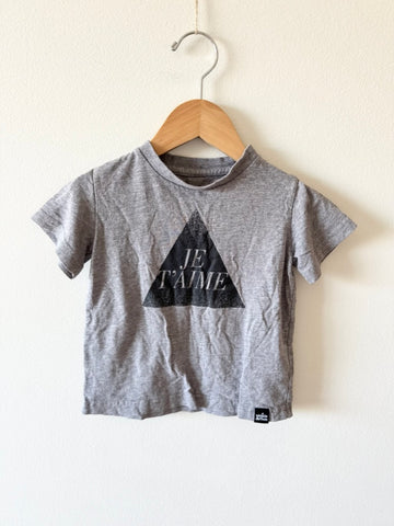 Whistle and Flute Je T'aime Grey T-Shirt • 1-2 years