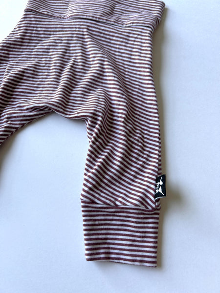 Petunia & Buster Maroon Stripe Harem Pants • 0-3 months
