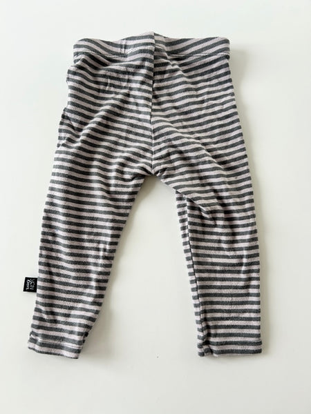 VonBon Striped Purple and Grey Leggings • 3-6 months *