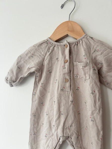 Zara Cotton Brown Long Sleeve Romper • 0-3 months *