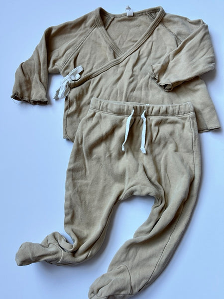 Quincy Mae 2pc Tan Kimono Top Set • 6-12 months