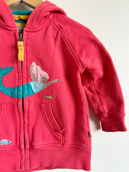 Frugi Pink Mermaid Zip Up Hoodie • 18-24 months