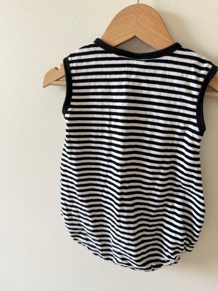 Turtledove Short Sleeve Striped Romper • 6-12 months