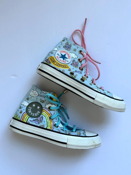 NEW Converse Tie Up Blue Butterfly Shoes • 10.5c