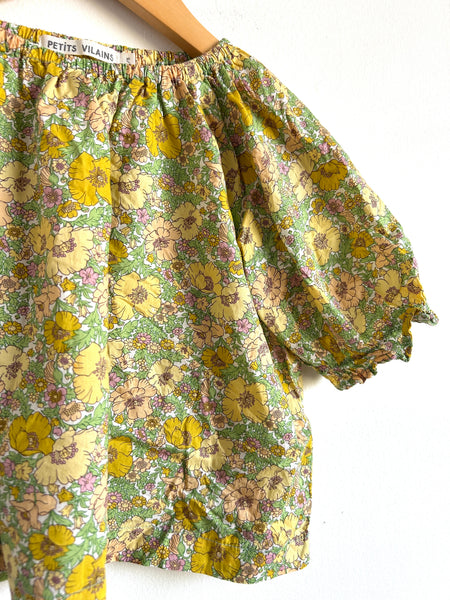 Petits Vilains Yellow Green Short Sleeve Ruffle Shirt • 4-5 years