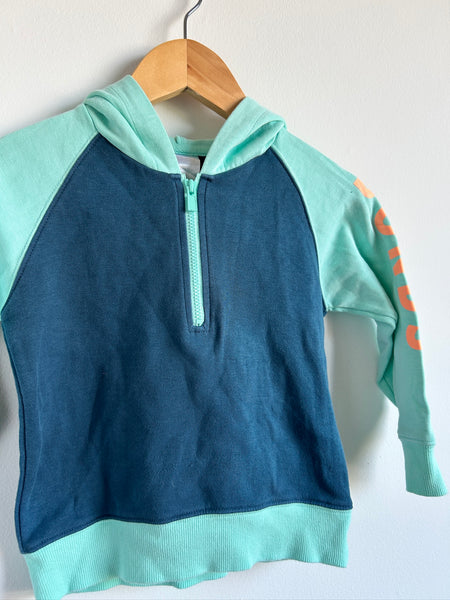 Bonds Blue 2-Tone 1/4 Zip Lightweight Hoodie • 3-4 years