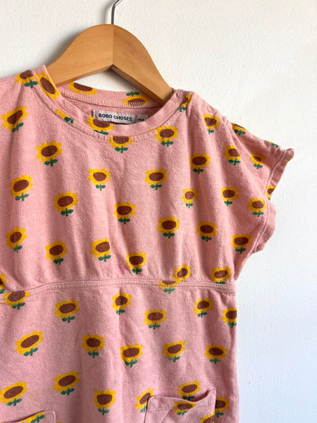 Bobo Choses Sunflower Short Sleeve Dress • 2-3 years