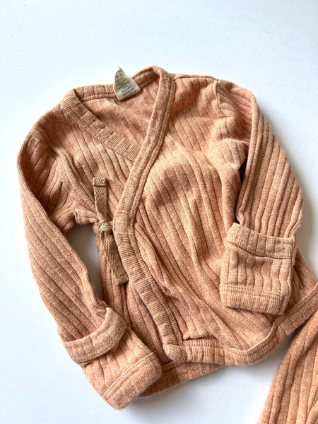 Kate Quinn 2pc Ribbed Orange Kimono Set • 0-3 months