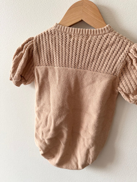 Quincy Mae Cream Eyelet Bubble Romper • 6-12 months
