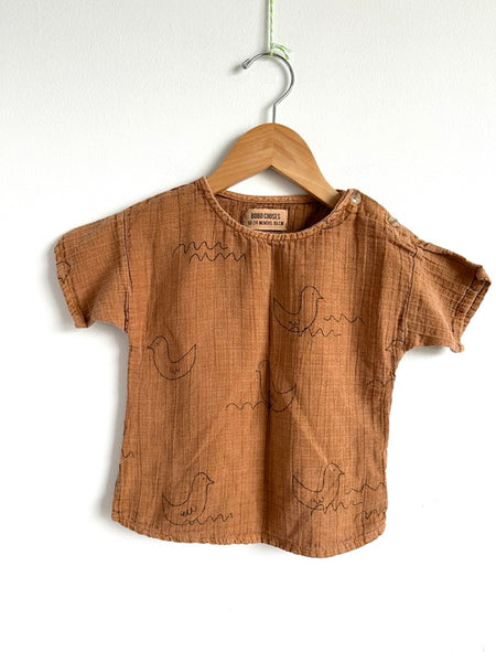 Bobo Choses Brown Duck Cotton Top • 18-24 months