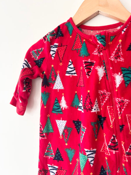 Dunnes Red Fleece Tree Romper • 6-12 months *