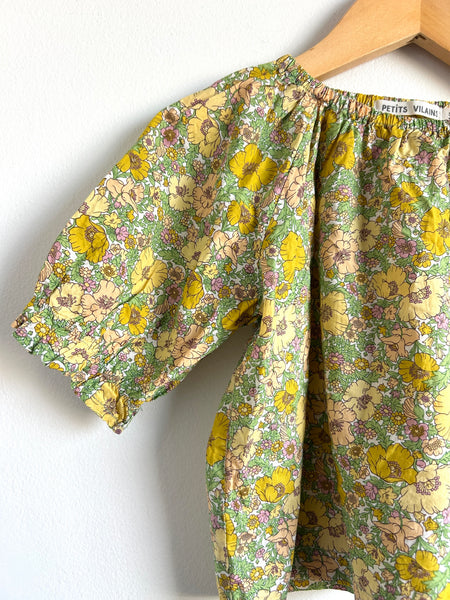 Petits Vilains Yellow Green Short Sleeve Ruffle Shirt • 4-5 years