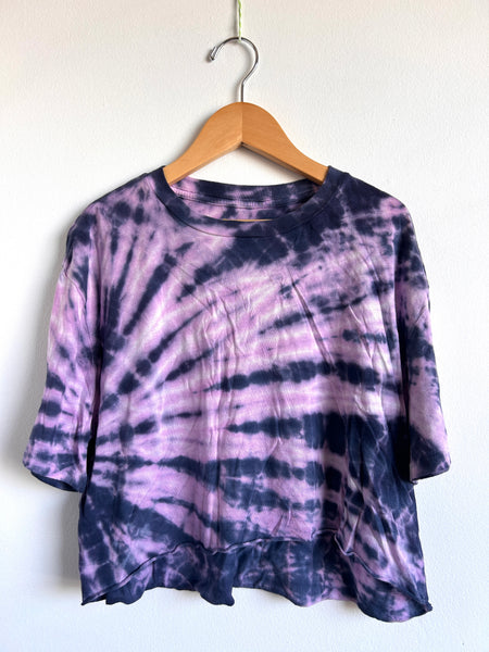 Rowdy Sprout Purple and Blue Tie Dye Boxy T-Shirt • 6-9 years
